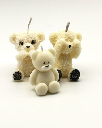 teddy candle, bear candle, baby shower candle, handmade soy wax candle