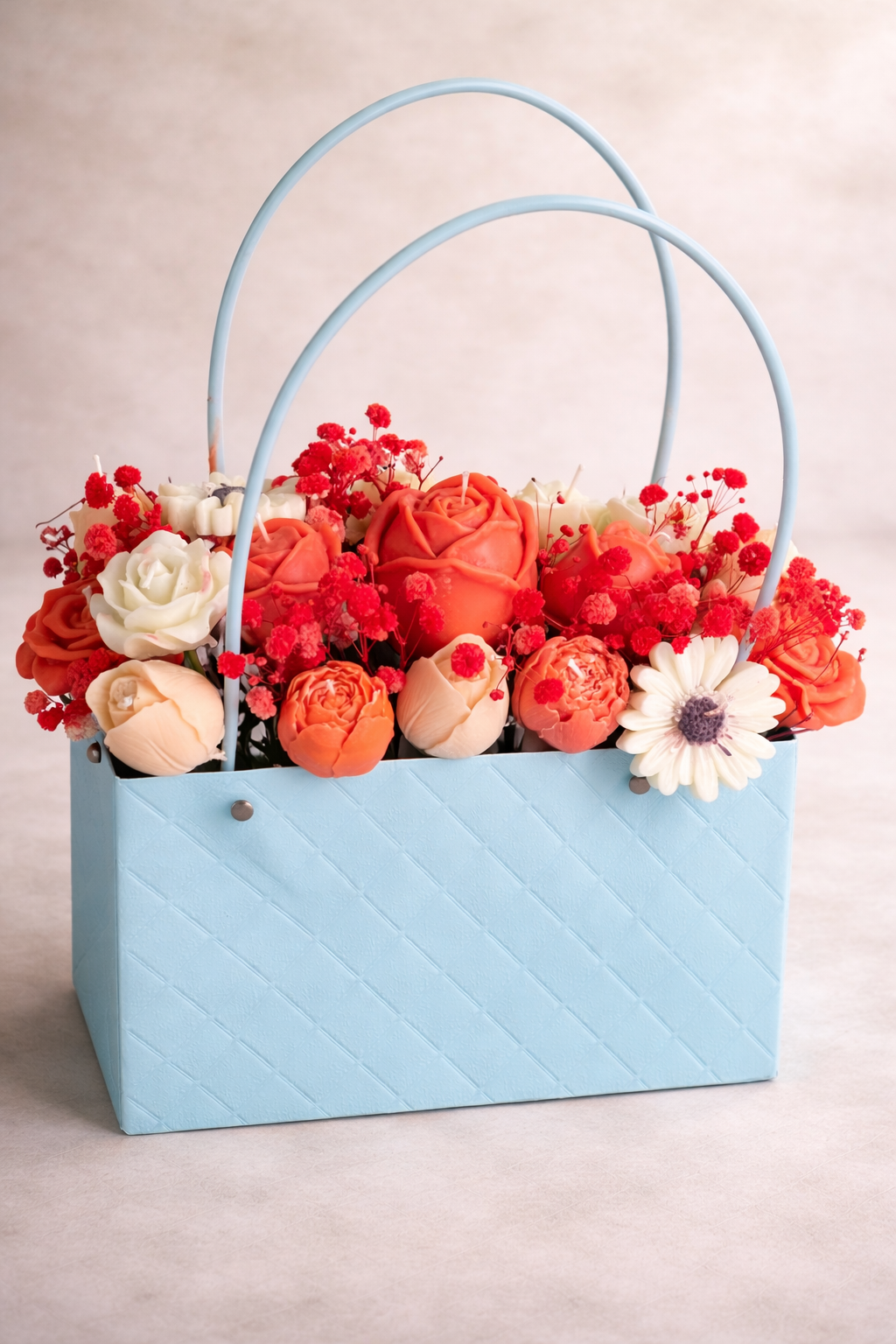 Coral Bloom Candle Basket
