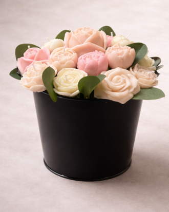 Rose Candle Bouquet in Matte Black Vase